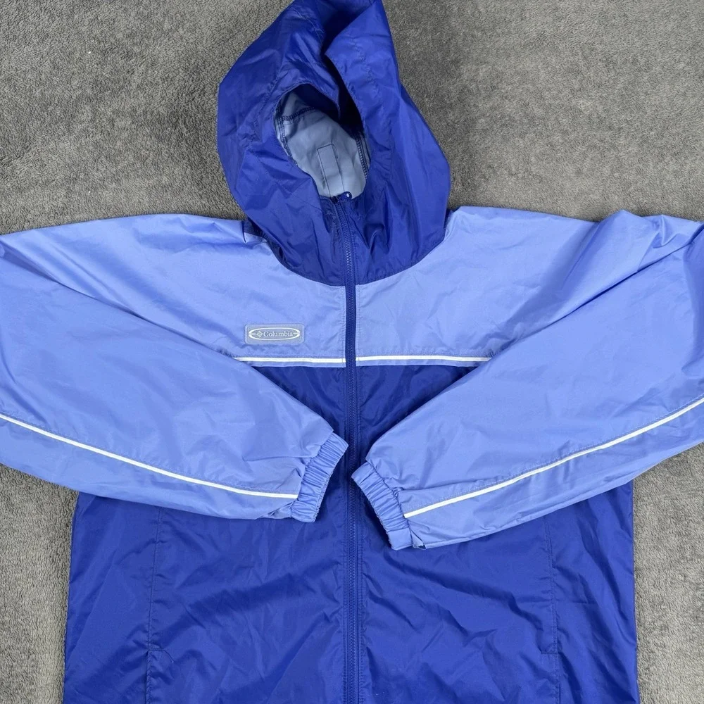 GUC Columbia Youth Kids Jacket Blue Hooded‎ Rain Jacket Full Zip, Size: XL 18-20